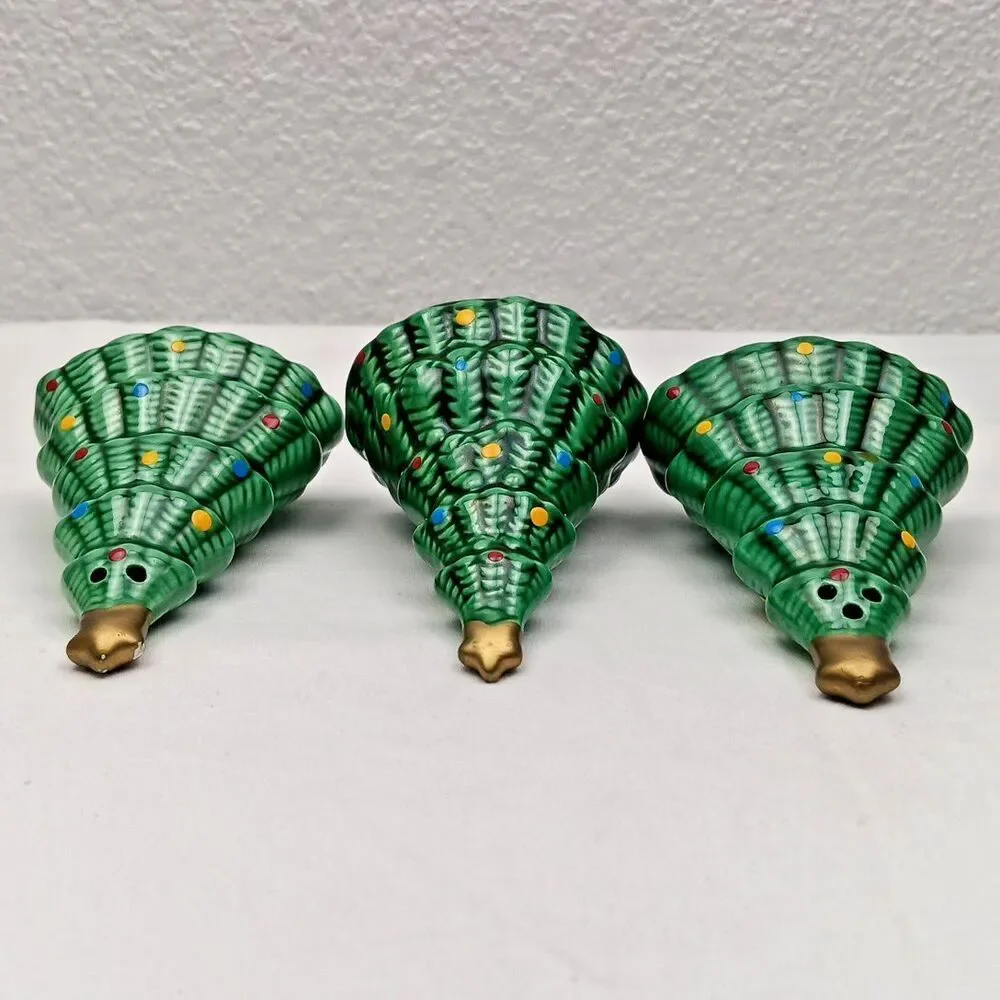Vintage Ron Gordon Designs Christmas Tree Bell/Salt & Pepper 3-Piece 1984 Flaws